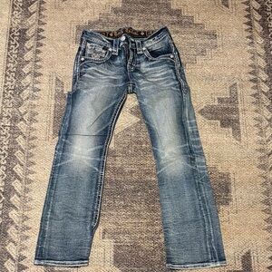 Rock Revival Men's Faded Blue Straight Jeans